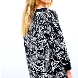 French Connection Black and White Graphic Sweater